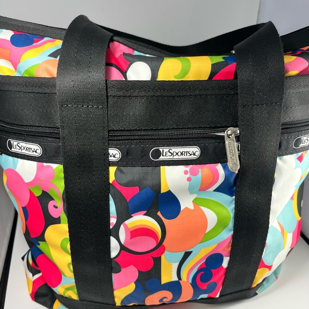 LeSportsac Multicolored Tote Bag with 2 accessory bags